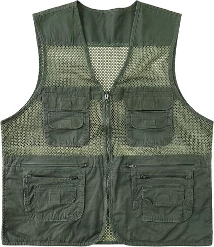 Men's Fishing Vest Utility Multi-Pockets Lightweight Outdoor Hiking Travel Safari Photography Unisex Mesh Cargo Vest in Saudi Arabia