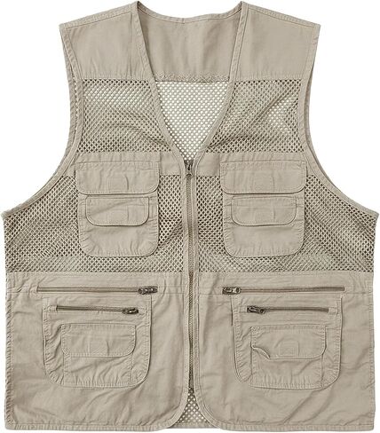 Men's Fishing Vest Utility Multi-Pockets Lightweight Outdoor Hiking Travel Safari Photography Unisex Mesh Cargo Vest in Saudi Arabia