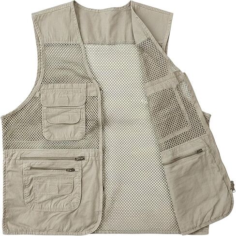 Men's Fishing Vest Utility Multi-Pockets Lightweight Outdoor Hiking Travel Safari Photography Unisex Mesh Cargo Vest in Saudi Arabia