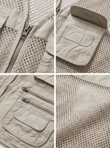 Men's Fishing Vest Utility Multi-Pockets Lightweight Outdoor Hiking Travel Safari Photography Unisex Mesh Cargo Vest in Saudi Arabia