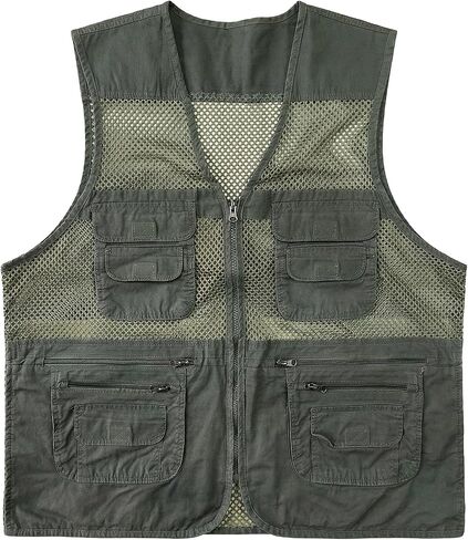 Men's Fishing Vest Utility Multi-Pockets Lightweight Outdoor Hiking Travel Safari Photography Unisex Mesh Cargo Vest in Saudi Arabia