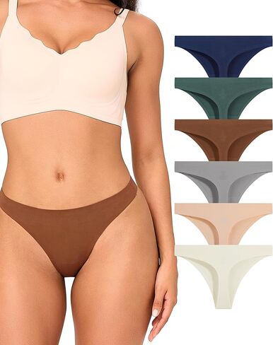 BAMBOO COOL Women's Thongs No Show G String Underwear Low Waisted Seamless Pantie Tagless 6 Pack in Kuwait