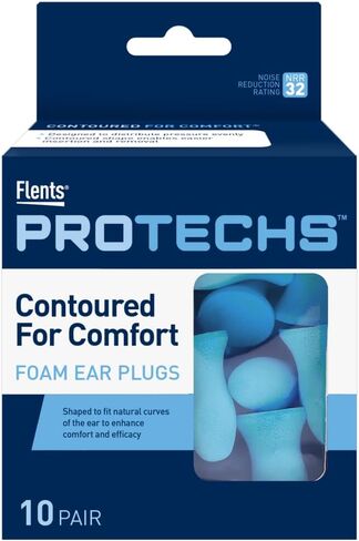 سدادات أذن إسفنجية مريحة من Flents Protechs، حماية سمعية ناعمة ومريحة للعمل والبناء والآلات الثقيلة والدراسة والسفر والنوم، NRR 32، سهلة الاستخدام، أزرق، 10 أزواج in Kuwait