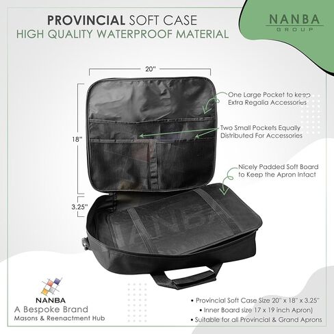 Masonic Apron Carrying Case - Lightweight Soft Black - Cordura Fabric - Masonic Regalia Apron Case (Provincial) in Kuwait