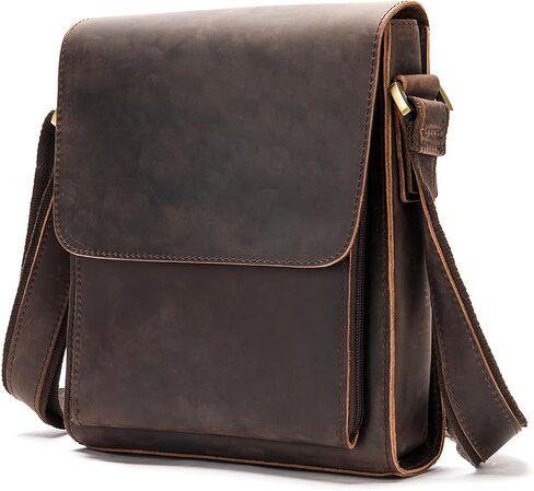 Genuine Leather Messenger Bags Mens Shoulder Crossbody purse Work Business Vintage lager Capacity in Kuwait