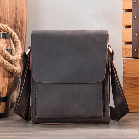 Genuine Leather Messenger Bags Mens Shoulder Crossbody purse Work Business Vintage lager Capacity in Kuwait