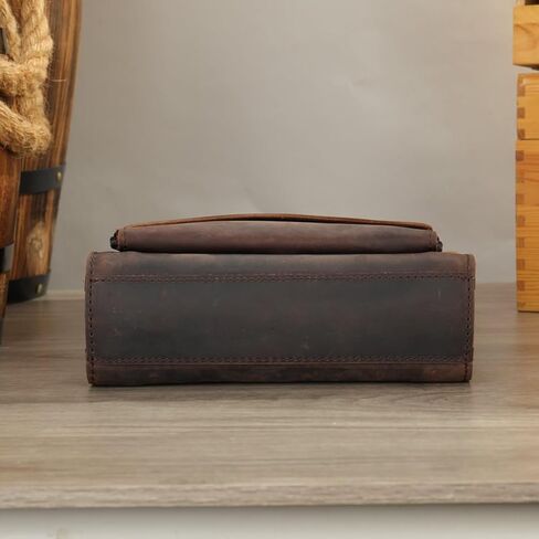 Genuine Leather Messenger Bags Mens Shoulder Crossbody purse Work Business Vintage lager Capacity in Kuwait