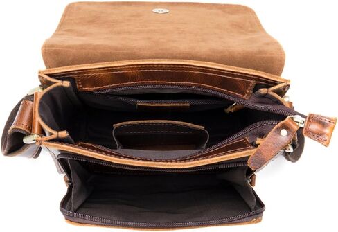 Genuine Leather Messenger Bags Mens Shoulder Crossbody purse Work Business Vintage lager Capacity in Kuwait