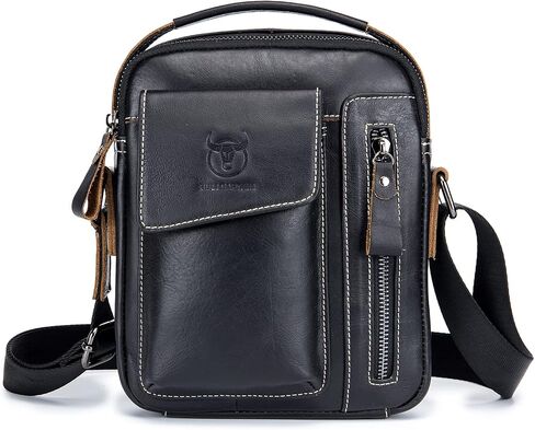LUKZIJAES Small Genuine Leather Shoulder Bag Men Messenger Handbag Lightweight Sling Crossbody Bag in Kuwait