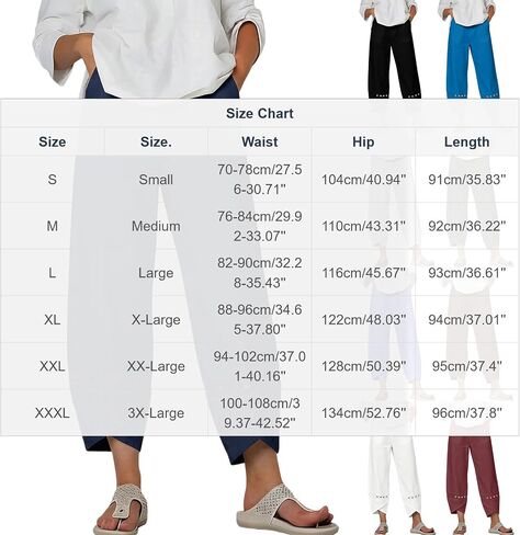 Womens Cotton Linen Pants Lace Hollow Out Trim Baggy Cropped Trousers Ankle Length Elastic Waisted Trouser in Kuwait