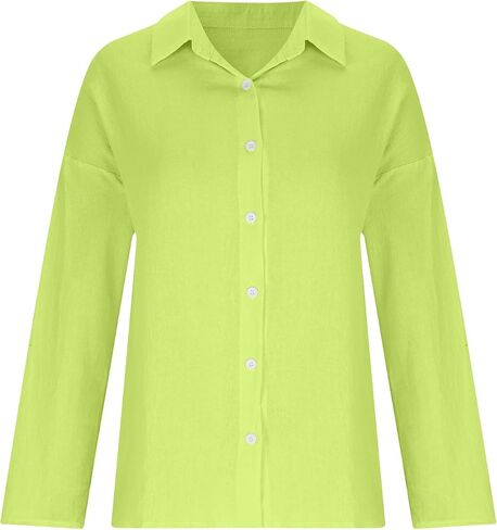 Button Down Shirt for Women Spring Summer Long Sleeve Business Casual Blouses Roll-up Sleeve Collared Tunic Top in Kuwait