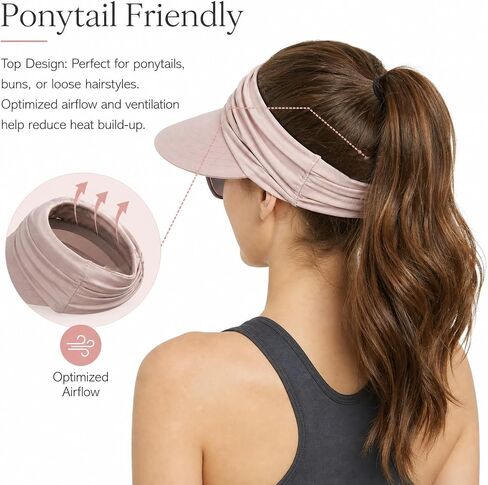 2026 NEW Women's UPF 50+ UV Protection Sun Visor Hat Wide Brim Lightweight Foldable Ponytail Cap Beach Outdoor in Kuwait