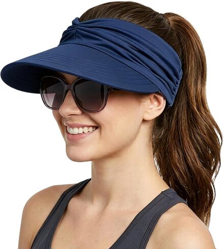 2026 NEW Women's UPF 50+ UV Protection Sun Visor Hat Wide Brim Lightweight Foldable Ponytail Cap Beach Outdoor in Kuwait