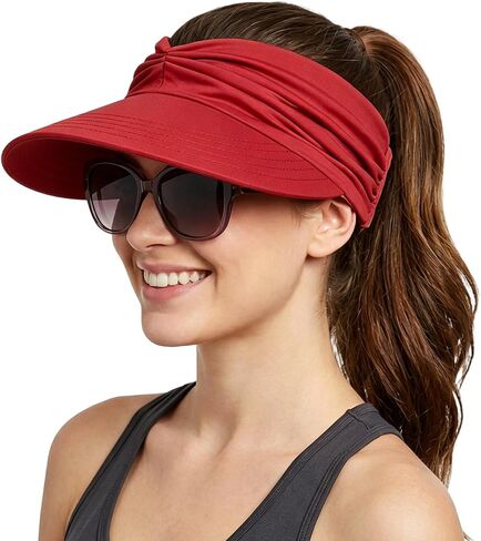 2026 NEW Women's UPF 50+ UV Protection Sun Visor Hat Wide Brim Lightweight Foldable Ponytail Cap Beach Outdoor in Kuwait