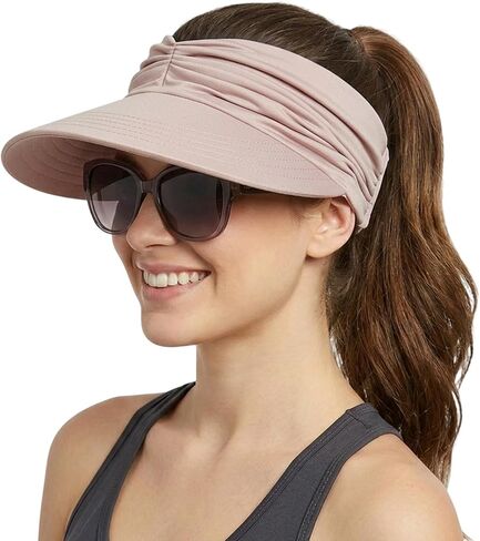 2026 NEW Women's UPF 50+ UV Protection Sun Visor Hat Wide Brim Lightweight Foldable Ponytail Cap Beach Outdoor in Kuwait