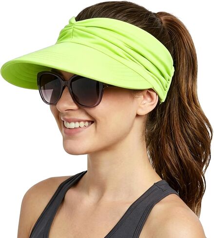 2026 NEW Women's UPF 50+ UV Protection Sun Visor Hat Wide Brim Lightweight Foldable Ponytail Cap Beach Outdoor in Kuwait