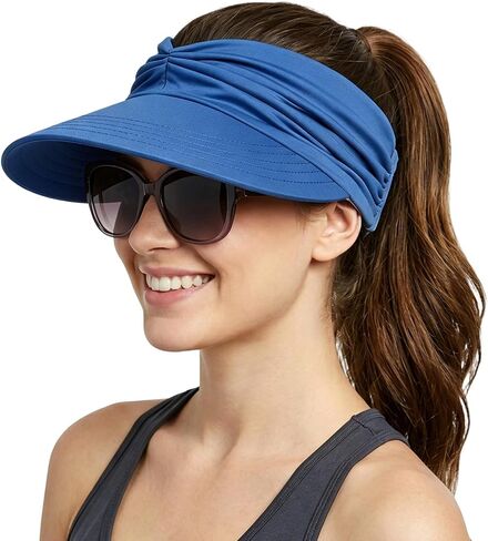 2026 NEW Women's UPF 50+ UV Protection Sun Visor Hat Wide Brim Lightweight Foldable Ponytail Cap Beach Outdoor in Kuwait