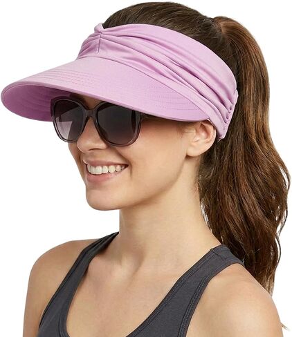 2026 NEW Women's UPF 50+ UV Protection Sun Visor Hat Wide Brim Lightweight Foldable Ponytail Cap Beach Outdoor in Kuwait