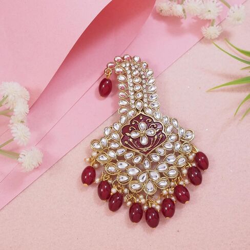 بروش I Jewels مطلي بالذهب التقليدي على شكل قطرة اللؤلؤ من صفا كالانجي للعريس/الرجال/Dulha Pagadi in Kuwait