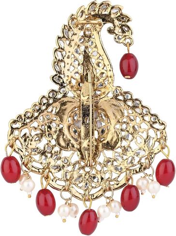 بروش I Jewels مطلي بالذهب التقليدي على شكل قطرة اللؤلؤ من صفا كالانجي للعريس/الرجال/Dulha Pagadi in Kuwait