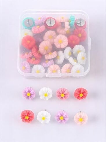 30Pcs Daisy Flower Push Pins, Cute Decorative Thumb Tacks for Bulletin Board, Cork Board, Photos Wall, and Office Decorations in Kuwait