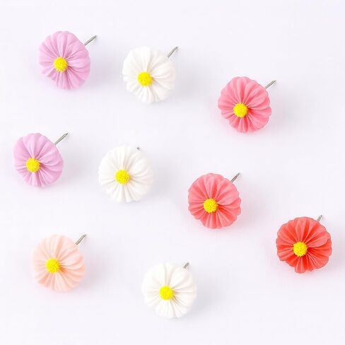 30Pcs Daisy Flower Push Pins, Cute Decorative Thumb Tacks for Bulletin Board, Cork Board, Photos Wall, and Office Decorations in Kuwait