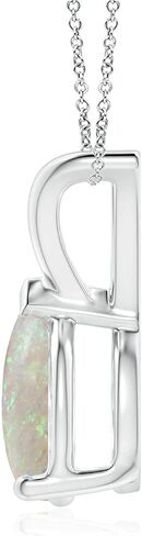 Angara Natural Opal Solitaire Pendant for Women | Pear Shape Opal Solitaire Pendant Necklace in 14K Solid Gold/Silver/Platinum With 18" Chain | October Birthday, Anniversary, Gemstone Jewelry Gift in Kuwait
