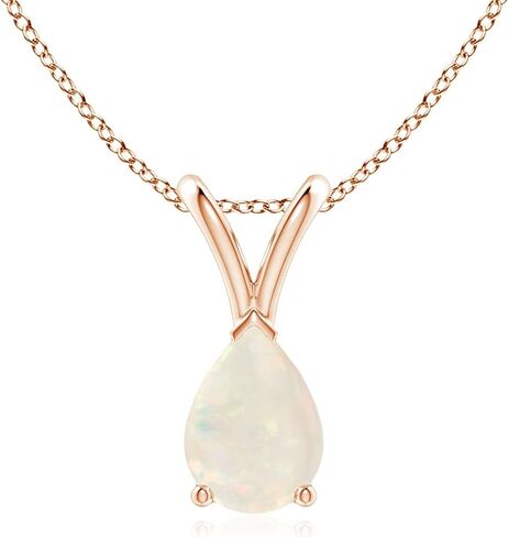 Angara Natural Opal Solitaire Pendant for Women | Pear Shape Opal Solitaire Pendant Necklace in 14K Solid Gold/Silver/Platinum With 18" Chain | October Birthday, Anniversary, Gemstone Jewelry Gift in Kuwait