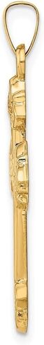 Diamond2Deal 14K Yellow Gold Budded Hollow Religious Crucifix Cross Pendant (L- 39 mm W- 21 mm) in Kuwait