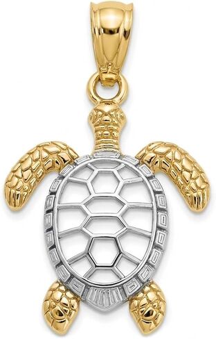 Charm America - Gold Two-Tone Turtle Charm - 10 Karat Gold - Turtle Pendant in Kuwait
