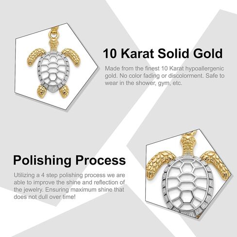 Charm America - Gold Two-Tone Turtle Charm - 10 Karat Gold - Turtle Pendant in Kuwait