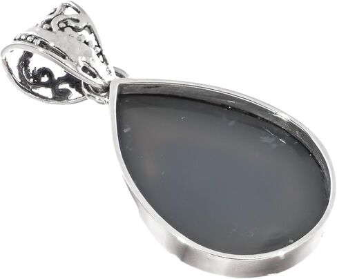 FifiRose Pear Silver Mist Titanium Agate Druzy 925 Sterling Silver Pendant, 1 9/16" p86710 in Kuwait