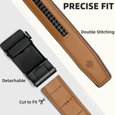 Ratchet Belts for Men - 2 Pack Leather Belts for Men, Easy to Slide, Adjustable, Gift for Him, Dress&Casual (1 3/8") in Kuwait