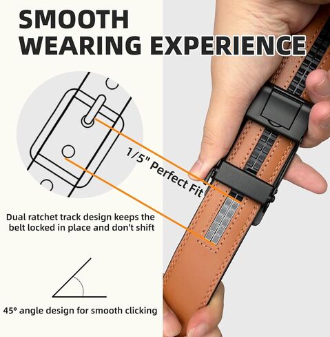 Ratchet Belts for Men - 2 Pack Leather Belts for Men, Easy to Slide, Adjustable, Gift for Him, Dress&Casual (1 3/8") in Kuwait