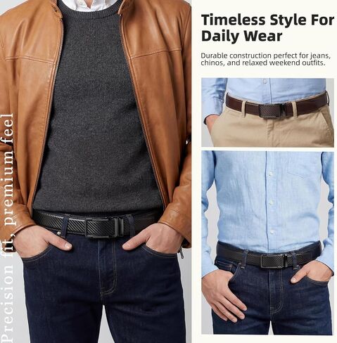 Ratchet Belts for Men - 2 Pack Leather Belts for Men, Easy to Slide, Adjustable, Gift for Him, Dress&Casual (1 3/8") in Kuwait