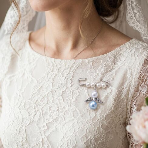 Dcfywl731 Something Blue for Bride Angel Memory Bouquet Charm Sentimental Tradition Keepsake Wedding Day Hug from Heaven Gift from Deceased Mom or Dad in Kuwait