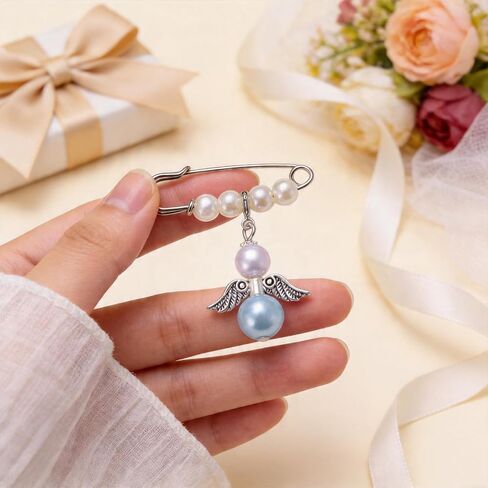 Dcfywl731 Something Blue for Bride Angel Memory Bouquet Charm Sentimental Tradition Keepsake Wedding Day Hug from Heaven Gift from Deceased Mom or Dad in Kuwait
