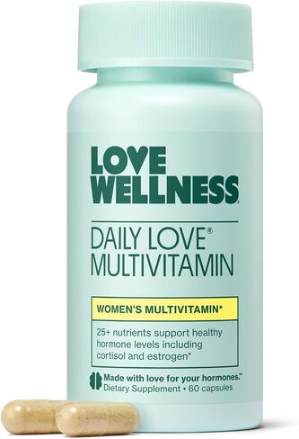 Love Wellness Daily Love Multivitamin for Women | Supports Energy, Cortisol, Immune Health, Stress Relief, & PMS | Complete with Vitamin D, C, Iron, Calcium, Zinc, & Biotin, Magnesium | 30-Day Supply in Kuwait