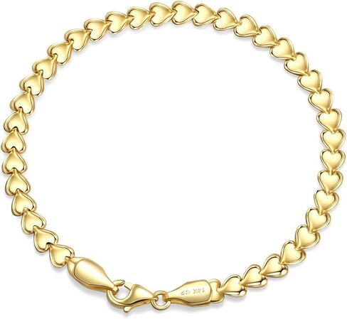 14K Gold Heart Bracelets for Women 4.5mm Dainty Hypoallergenic Fashion Waterproof Non-tarnish Bracelets Trendy Charm Bracelet Stack for Birthday Friendship Jewelry Gift Lifetime Quality in Saudi Arabia