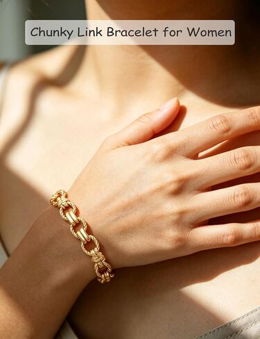 Chunky Gold Bracelets for Women,Cuban Link Chain Bracelet,Stackable Bracelets,FashionJewelry Y2K Trendy Jewellwey Accessories for Women's Daily Wear in Saudi Arabia
