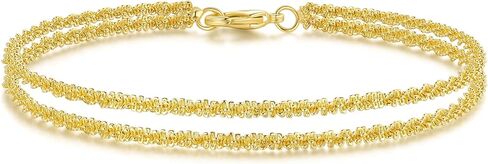 Naiswan 14K Gold Bracelets for Women Gold Double Layer Bracelet for Women Chain Bracelets for Womens Double-Layer Starlight Style Adjustable Bracelet for Womens 17/19/21cm in Saudi Arabia