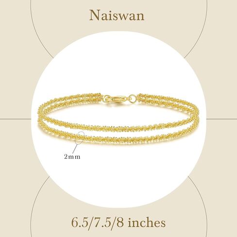 Naiswan 14K Gold Bracelets for Women Gold Double Layer Bracelet for Women Chain Bracelets for Womens Double-Layer Starlight Style Adjustable Bracelet for Womens 17/19/21cm in Saudi Arabia