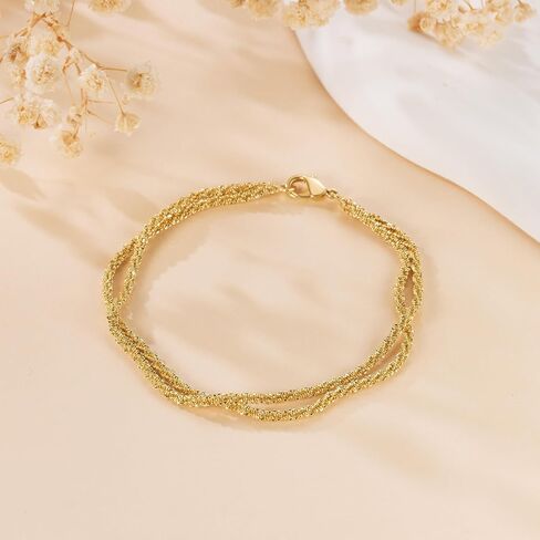 Naiswan 14K Gold Bracelets for Women Gold Double Layer Bracelet for Women Chain Bracelets for Womens Double-Layer Starlight Style Adjustable Bracelet for Womens 17/19/21cm in Saudi Arabia