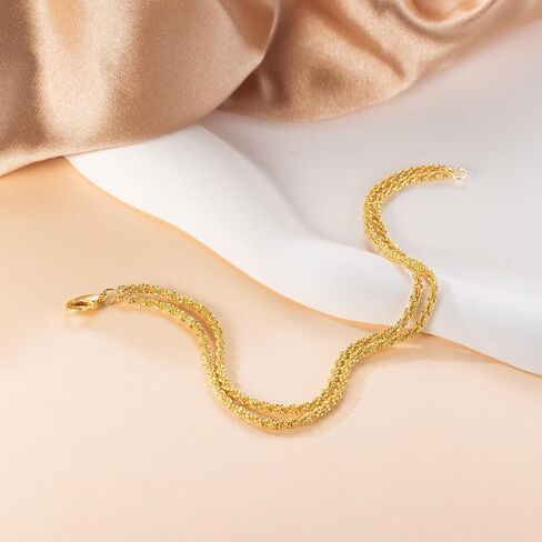 Naiswan 14K Gold Bracelets for Women Gold Double Layer Bracelet for Women Chain Bracelets for Womens Double-Layer Starlight Style Adjustable Bracelet for Womens 17/19/21cm in Saudi Arabia