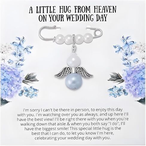 Dcfywl731 Something Blue for Bride Angel Memory Bouquet Charm Sentimental Tradition Keepsake Wedding Day Hug from Heaven Gift from Deceased Mom or Dad in Kuwait