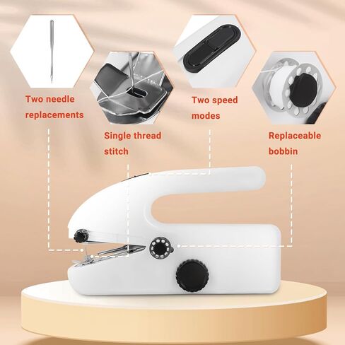 Handheld Sewing Machine Cordless – Portable Mini Handheld Sewer, Pocket Sewing Machine for Quick Repairs, Handy Stitch, Travel Stitch Sew Quick, Home & DIY Fabric (White-black) in Saudi Arabia