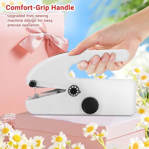 Handheld Sewing Machine Cordless – Portable Mini Handheld Sewer, Pocket Sewing Machine for Quick Repairs, Handy Stitch, Travel Stitch Sew Quick, Home & DIY Fabric (White-black) in Saudi Arabia