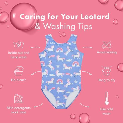 Destira Wish Upon a Unicorn Tank Gymnastics Leotard for Girls – Blue Rainbow Unicorn Athletic Dance Leo, Matching Scrunchie in Saudi Arabia