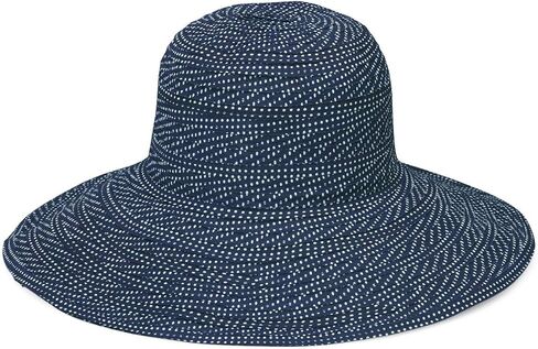 قبعة شمسية Scrunchie للسيدات من Wallaroo Hat Company - حماية من أشعة الشمس بعامل حماية من أشعة الشمس 50+، مقاس قابل للتعبئة وقابل للتعديل لأحجام التاج المتوسطة - قبعة شمسية ذكية للسفر بجانب حمام السباحة وكل يوم (نقاط بحرية/بيضاء) in Kuwait