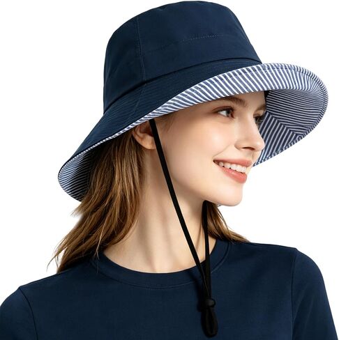 Sun Hats for Women Wide Brim with UV Protection - Foldable Bucket Hat for Beach, Gardening, Travel & Outdoor Activities in Saudi Arabia